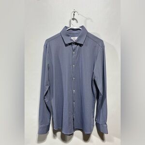 Mizzen+Main Mens Large Trim Fit Blue Gingham Dress Shirt Size Large Trim Fit